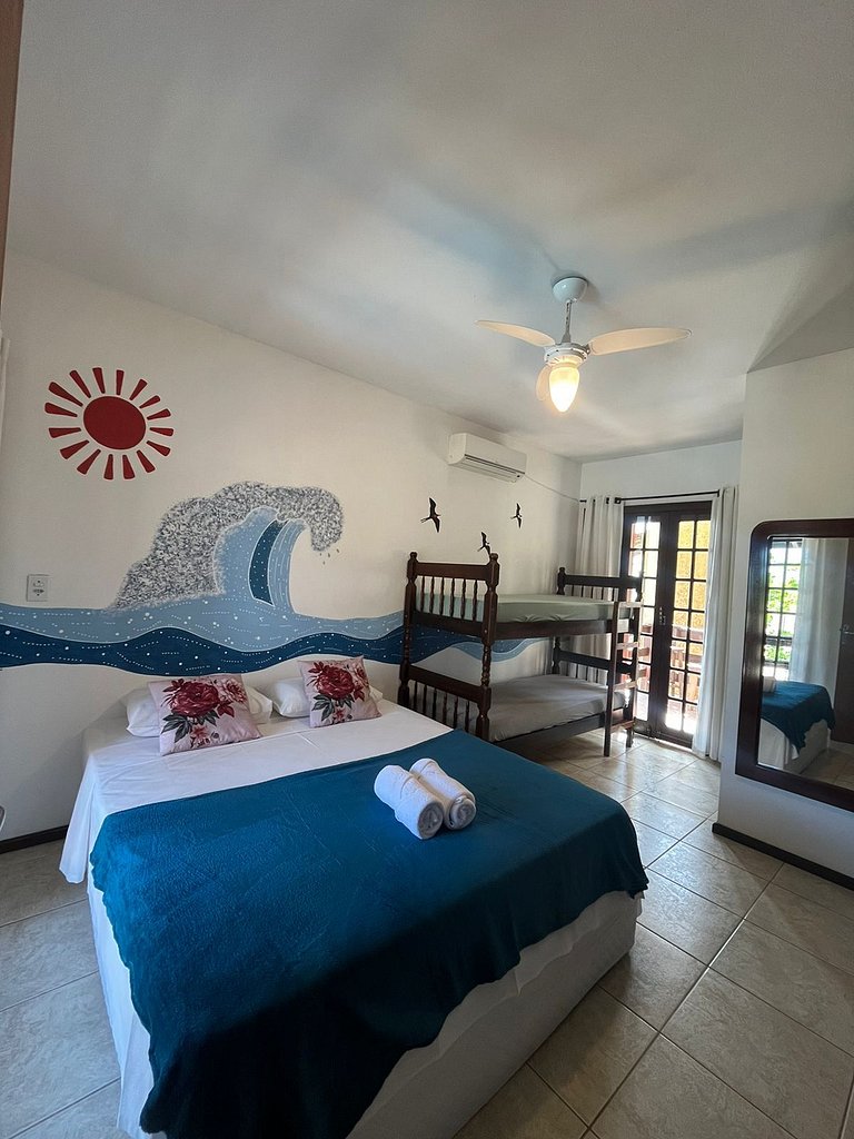 Suite with breakfast in Pousada with pool, 200m from the bea